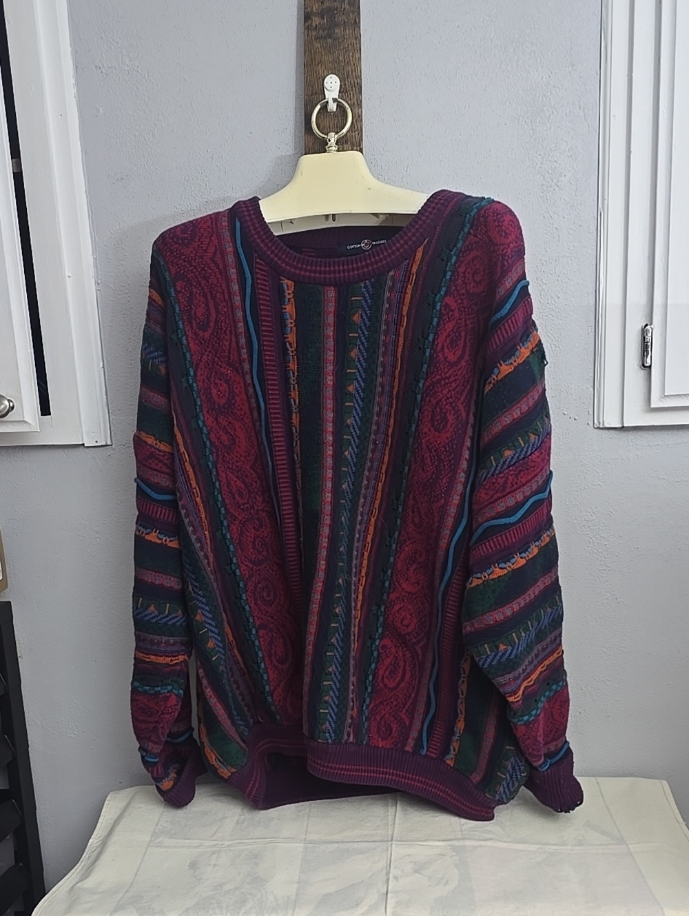 Cotton Traders Multicolor Striped Knit Sweater - Burgundy Accent